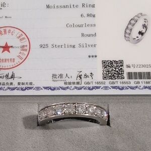 Moissanite 925 Sterling Silver Half Eternity Ring in Silver Size 10